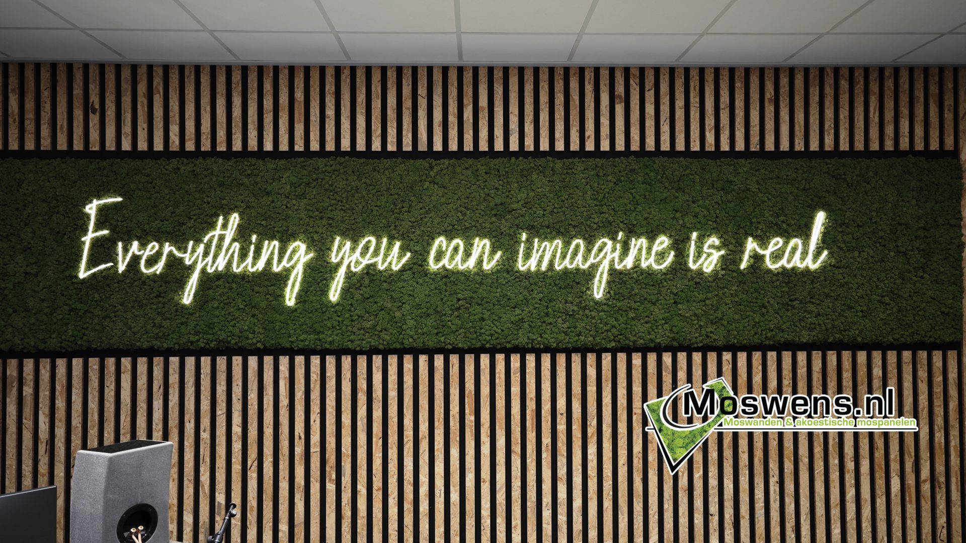 Neon in een moswand | Moswens